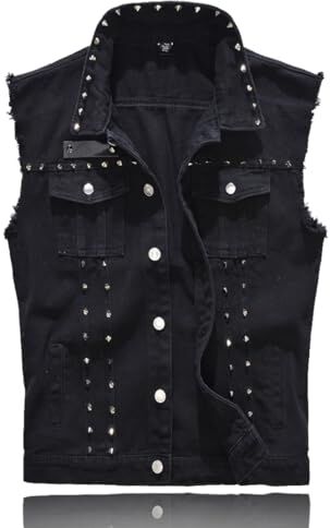 Kelmon Giacca Denim Uomo Gilet per Vintage Strappato Gilet di Jeans da Uomo Senza Maniche Giacca Jeans Capispalla