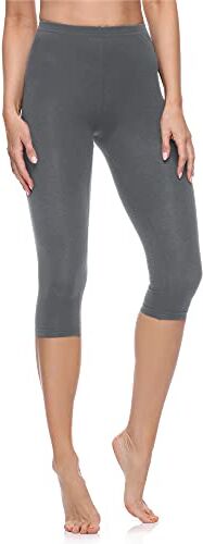 Merry Style Leggings Donna 3/4 Pantaloni Capri Morbidi e Confortevoli Leggins Donna in Cotone Traspirante Elastici e Delicati sulla Pelle Sensibile MS10-199 (Grigio, XXL)