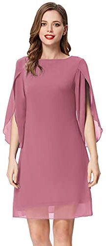 GRACE KARIN Abito Estivo Casual Maniche Lunghe da Donna Abito Chiffon Abito da Sera Elegante vestibilità Ampia 2XL Vino Rosa