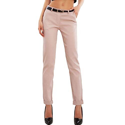 Toocool Pantaloni Donna Classici Eleganti Tasche Vita Bassa Cintura AS-28251 [S,Rosa Cipria]