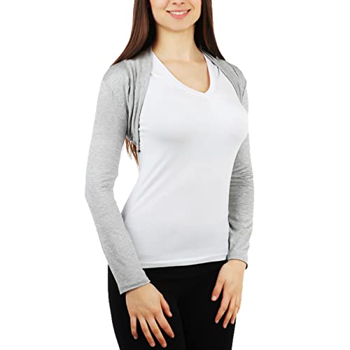 Toocool Coprispalle Donna Top Bolero Maniche Lunghe Giacca Elasticizzato Nuovo CC-816[Grigio Chiaro Melange,Taglia Unica]