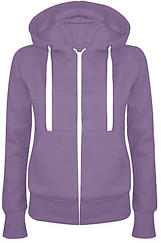 Masrin Felpa da donna Full Zip Giacca per le mezze stagioni, in tinta unita, con cappuccio, giacca college leggera, con cappuccio, in cotone, viola., XL