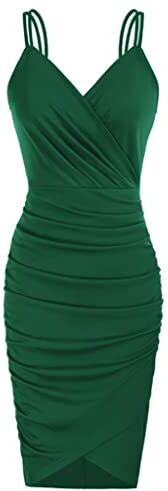 GRACE KARIN Vestito Donna Elegante a Vita Alta Tinta Unita Senza Maniche Verde Scuro XXL