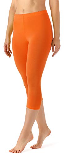 Merry Style Leggings 3/4 Pantaloni Capri Donna  (Arancione, XS)