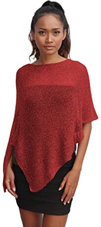 Unique Poncho Coprispalle da Donna Elegante da Cerimonia o Sera Poncho Donna in Rete di Viscosa Termica con Essenza di Fiore di Ciliegio (Bordeaux Chiaro)