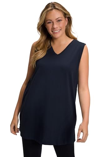 ULLA POPKEN Basic-V-Top Magliette, Navy Blau, 64-66 Donna