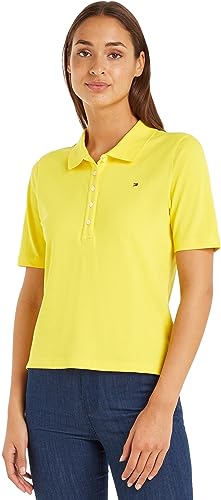 Tommy Hilfiger Maglietta Polo Maniche Corte Donna Regular Fit, Giallo (Vivid Yellow), S