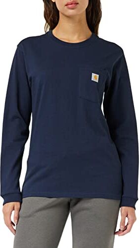 Carhartt Pocket T-shirt A Manica Lunga, Loose Fit, Magliette Donna, Blu Navy, XS