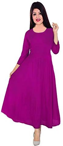 Lakkar Haveli Abito lungo indiano di colore rosa Abito etnico Maxi Manica 3/4 Casuale Kurti Tunica Plus Size (XL)