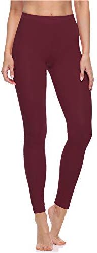 Merry Style Lunghi Leggings Fuseaux Sportivi da Donna Pratico Modello a Vita Alta in Cotone Naturale MS10- (Vino, XS)