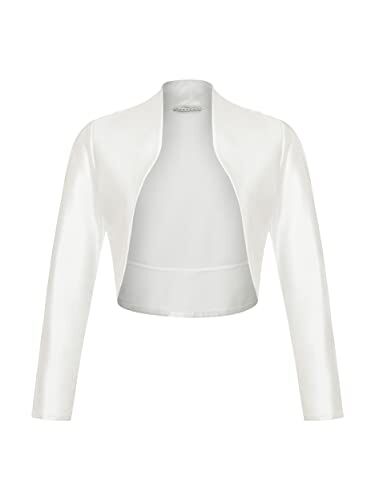 DANAEST Cardigan corto da donna a maniche lunghe Open Front Bolero festivo 709, bianco, L