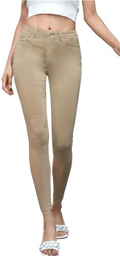 JOPHY & CO. Pantalone Donna Cinque Tasche in Cotone (cod. 945) (Beige, S)