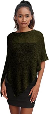 Unique Poncho Coprispalle da Donna Elegante da Cerimonia o Sera Poncho Donna in Rete di Viscosa Termica con Essenza di Fiore di Ciliegio (Nero Oro)