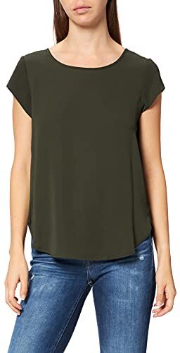 Only Onlvic S/S Solid Top Noos Wvn T-Shirt, Verde (Green Rosin), 42 EU Donna