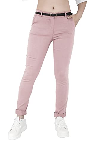 JOPHY & CO. Pantalone Donna Chino con Cintura Tinta Unita (cod. 3008) (Rosa Antico, XL)