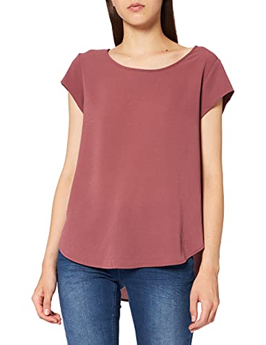 Only Donne Maglietta Blusa a Manica Corta in Tinta Unita con Scollo Rotondo, Camicetta T-Shirt Maglia Top ONLVIC, Colore:Rosso-2, Taglia:38