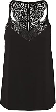 Vero Moda Vmana S/L Lace Top Noos, Top Donna, Nero, XXL