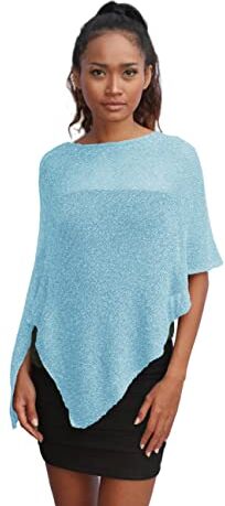 Unique Poncho Coprispalle da Donna Elegante da Cerimonia o Sera Poncho Donna in Rete di Viscosa Termica con Essenza di Fiore di Ciliegio (Cielo)