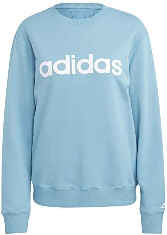 Adidas Essentials Linear French Terry Sweatshirt Felpa, Azuo/White, XXS Women's