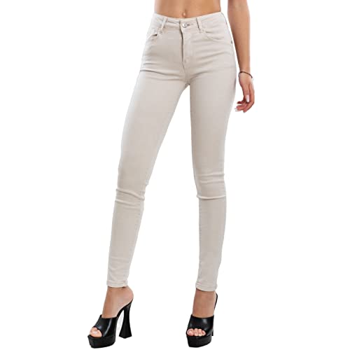 Toocool Jeans Donna Pantaloni Skinny Slim Elasticizzati Aderenti VI-8006 [XS,Beige]