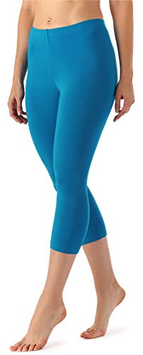 Merry Style Leggings 3/4 Pantaloni Capri Donna  (Blu, S)