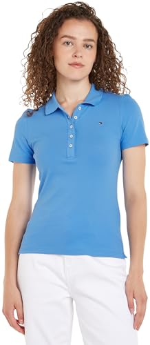 Tommy Hilfiger 1985 Slim Pique Polo SS  Maniche Corte, Blu (Blue Spell), L Donna