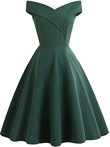 CHAOEN Donna anni '50 Retro Audrey Hepburn Abito Vintage Una Linea Scollo A V Senza Maniche Partito Swing Dress Banchetto Cena Vestito, A-verde, M