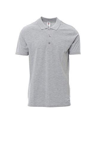 PAYPER Rome Melange Polo Unisex Uomo Donna a Manica Corta Misto Cotone Effetto Perlato Spacchetti Laterali Grigio (M)