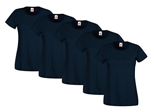 Fruit of the Loom Valueweight T-Shirt, Blu (Blu/Notte), Medium (Taglia Produttore:M) (Pacco da 5) Donna