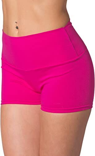 Alkato Pantaloncini Corti Hotpants a Vita Alta da Donna, Rosa, 42