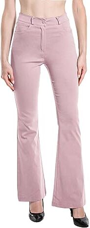 Laphilo Pantaloni da Donna Svasati Effetto Jeans Estensibile Vita Alta Skinny Push up Zampa Elefante Campana in Denim Slim Fit cod.3050 (L, Rosa Antico)