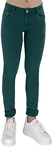 JOPHY & CO. Pantalone Donna Cinque Tasche in Cotone (cod. 945) (Verde Bottiglia, XS)