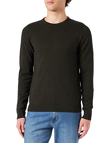 Jack & Jones JJEBASIC Knit Crew Neck Noos Pullover, Forest Night/Detail:Twisted with Black, S Uomo