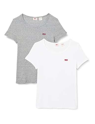 Levis 2pack Tee 2 Pack Tee White +/Smokestack T-shirt da Donna, 2 Pack Tee White +/Smokestack Htr, XL