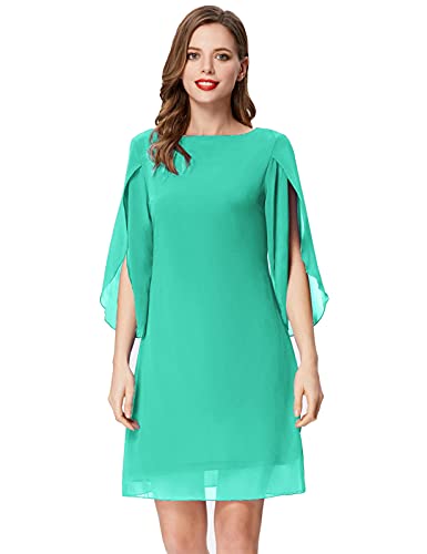 GRACE KARIN Donna Vestito Larga in Chiffon Elegante Maniche Corte Top T-Shirt Scollo Tondo per Estivo Primavera XL CL011125-25