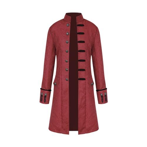 FJKVKDT Costumi di Halloween medievali Cappotto Maschio Cortile Vittoriano Uniforme Rinascimentale Vestito Vintage Festival Cosplay Costume quotidiano (rosso, L)