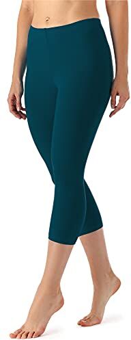 Merry Style Leggings 3/4 Pantaloni Capri Donna  (Verde Smeraldo, M)