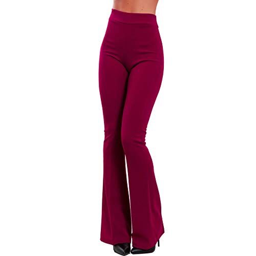 Toocool Pantaloni Donna Campana Aderenti Zampa Elefante Elasticizzati Hot Sexy JL-2148 [M,Bordeaux]