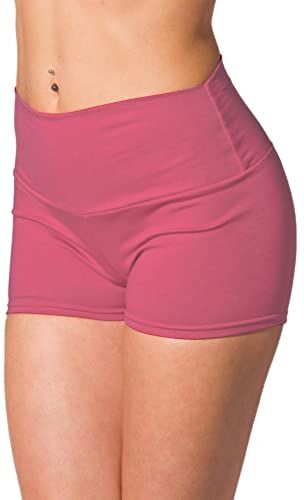 Alkato Pantaloncini Corti Hotpants a Vita Alta da Donna, Rosa Scuro, 44