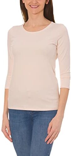 Alkato T-Shirt da Donna a Maniche a 3/4 con Scollo Tondo, Crema, M