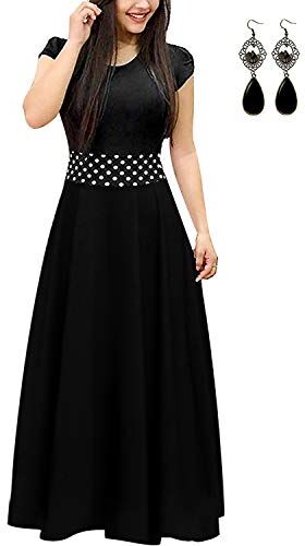 UUAISSO Donna Vestiti Eleganti Lunghi Floreale Casuale Abito Maxi Manica Corta Abiti Vestito da Cocktail Banchetto Sera B-Nero-Manica Corta M