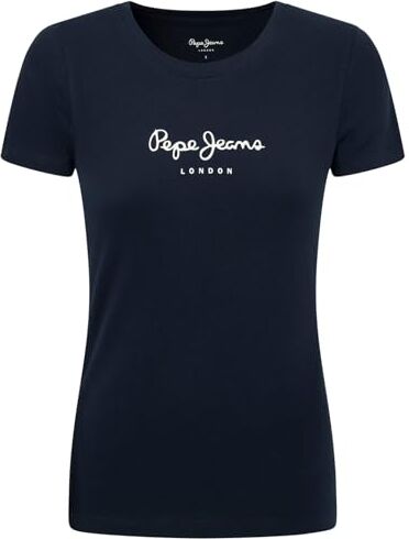 Pepe Jeans New Virginia Ss N, T-Shirt Donna, Blu (Dulwich),M