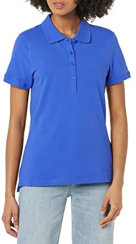 Amazon Essentials Polo A Manica Corta (Taglie Forti Disponibili) Donna, Blu, S