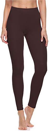 Merry Style Lunghi Leggings Fuseaux Sportivi da Donna Pratico Modello a Vita Alta in Cotone Naturale MS10- (Marrone,XS)