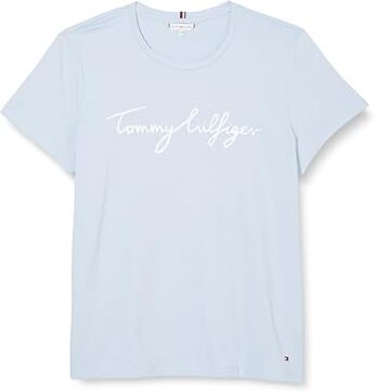 Tommy Hilfiger Donna T-shirt Maniche Corte Scollo Rotondo, Blu (Breezy Blue), M