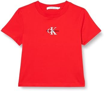 Calvin Klein T-shirt Maniche Corte Donna Scollo Rotondo, Rosso (Fiery Red), M