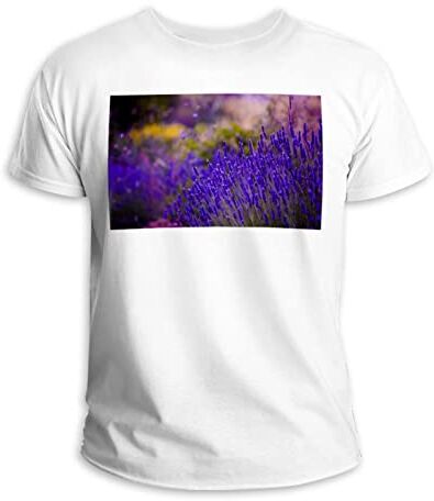 Generic T-shirt girocollo 100% cotone unisex fiore lavanda viola viola, Multicolore, One Size/XL