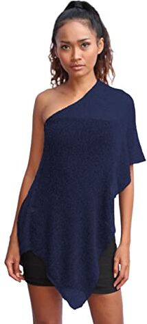 Unique Poncho Coprispalle da Donna Elegante da Cerimonia o Sera Poncho Donna in Rete di Viscosa Termica con Essenza di Fiore di Ciliegio (Blue Notte)