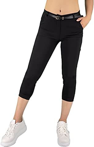 JOPHY & CO. Pantalone Donna Chino 3/4 con Cintura (cod. 3013) (Nero, L)