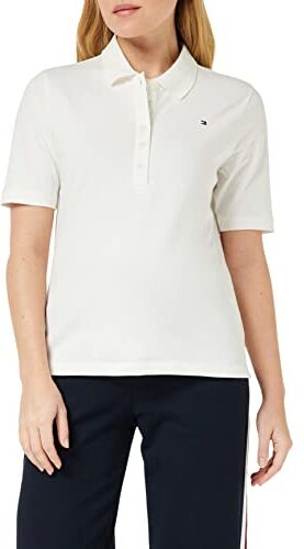 Tommy Hilfiger Maglietta Polo Maniche Corte Donna 1985 Pique Polo Regular Fit, Bianco (Ecru), L